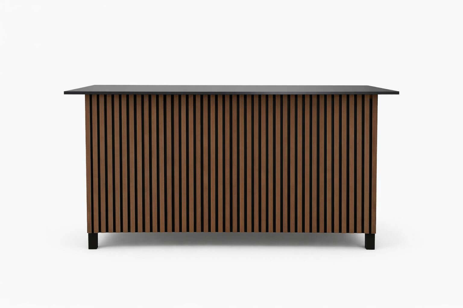 Wooden reception table in walnut brown - front view