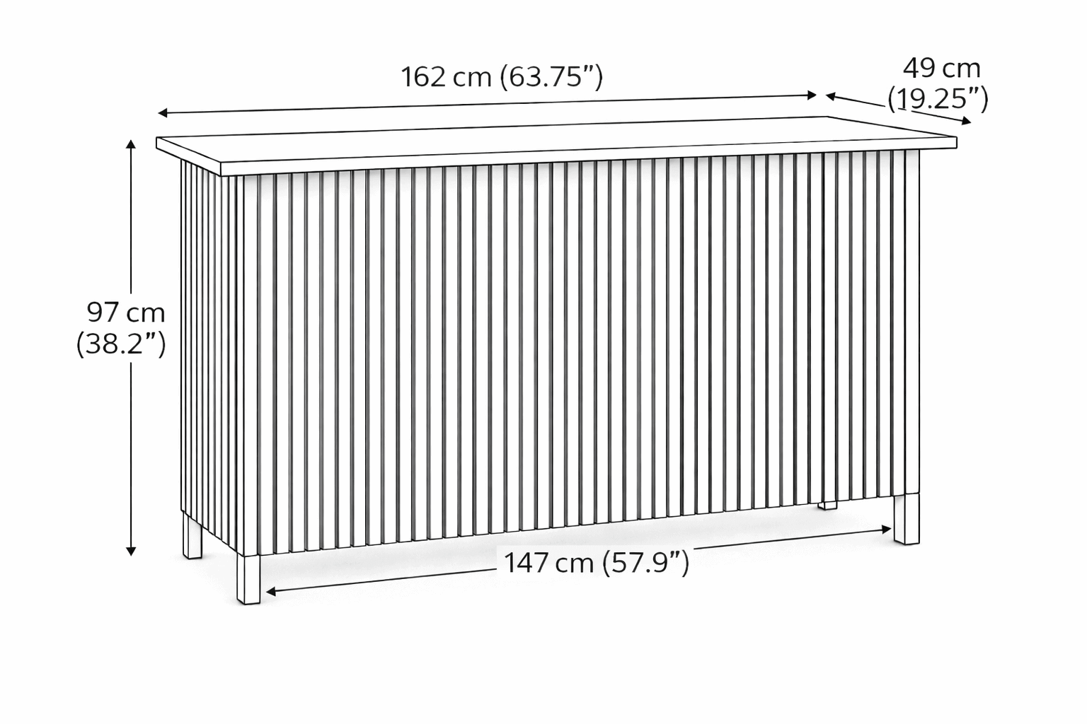 Grey wooden panel table - details