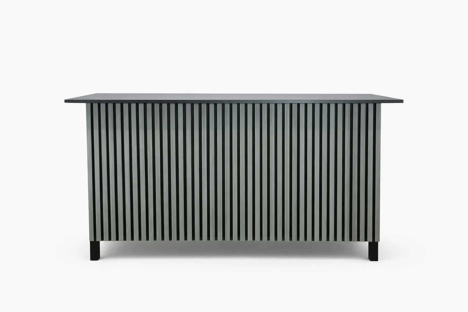 Wooden reception table in grey - front view