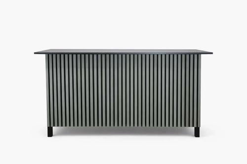 Wooden reception table in grey - front view