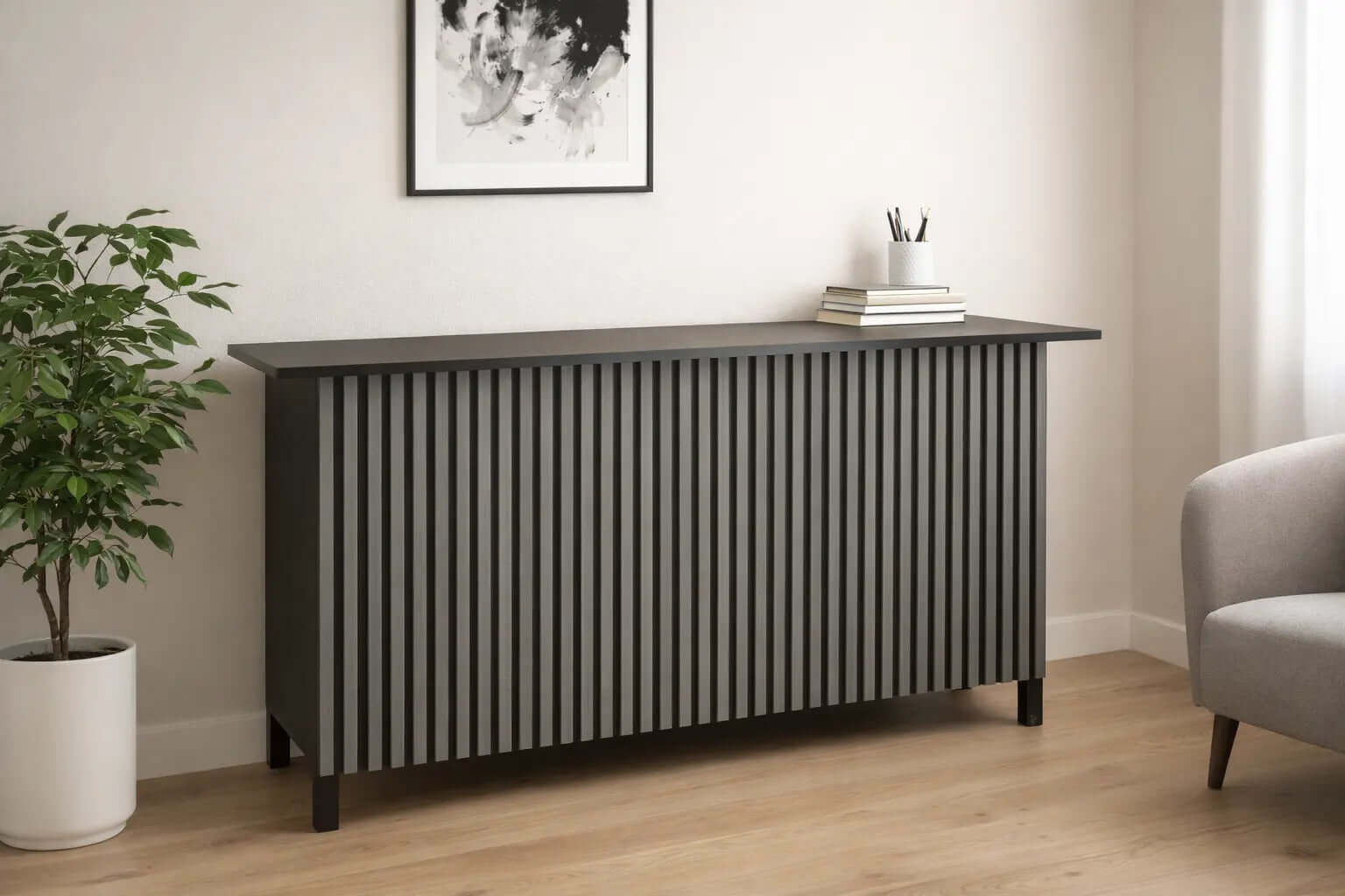 Wooden Panel table in grey